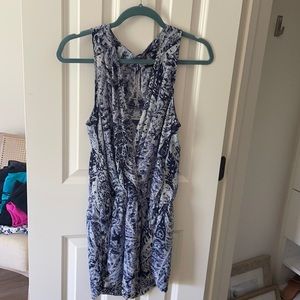 BCBG romper with blue pattern